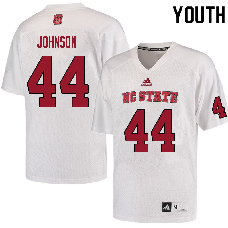 Youth #44 Yates Johnson NC State Wolfpack College Football Jerseys Sale-White - Click Image to Close